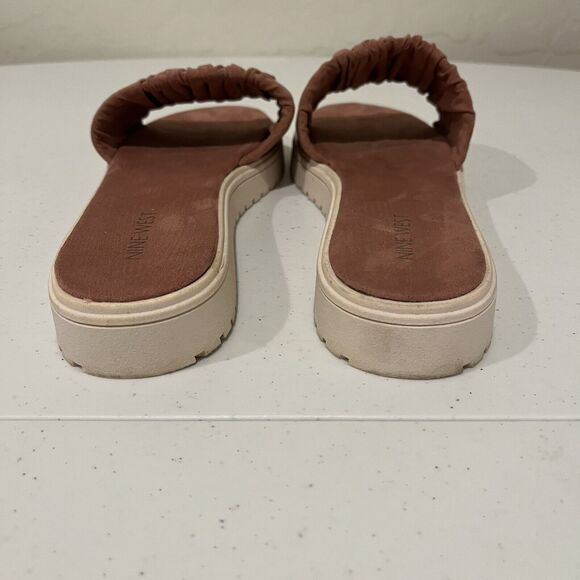 Nine West Dusty Pink/Rose Suede Flat Slides Sandals 9M Ruched - Picture 6 of 8